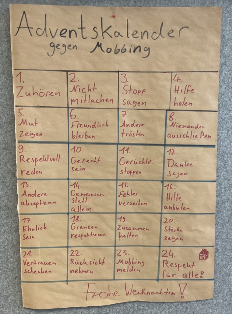 Aktionstag gegen Mobbing - Adventskalender gegen Mobbing
