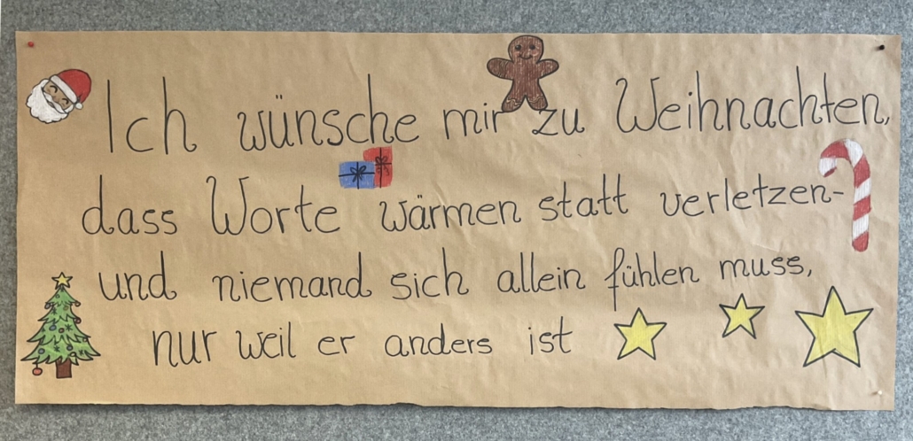 Aktionstag gegen Mobbing - Plakat Weihnachtswunsch