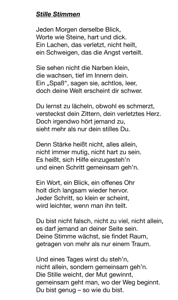 Aktionstag gegen Mobbing - Gedicht der Klasse BK1W2