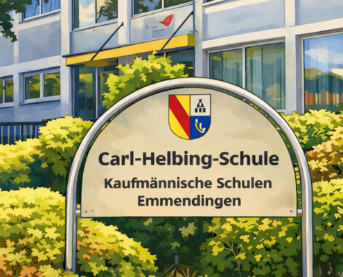 Stilisierter Eingang der Carl-Helbing-Schule